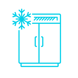 Ícono de nevera con símbolo de refrigeración