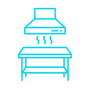 Campana extractora con mesa de trabajo profesional