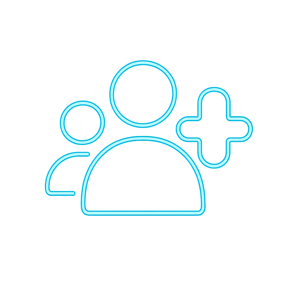 Ícono de usuario con símbolo de suma para nuevos clientes o equipo