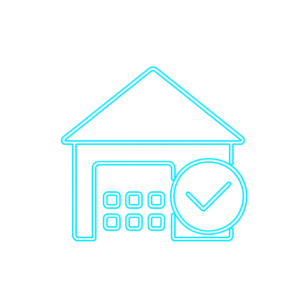 Casa con símbolo de validación técnica