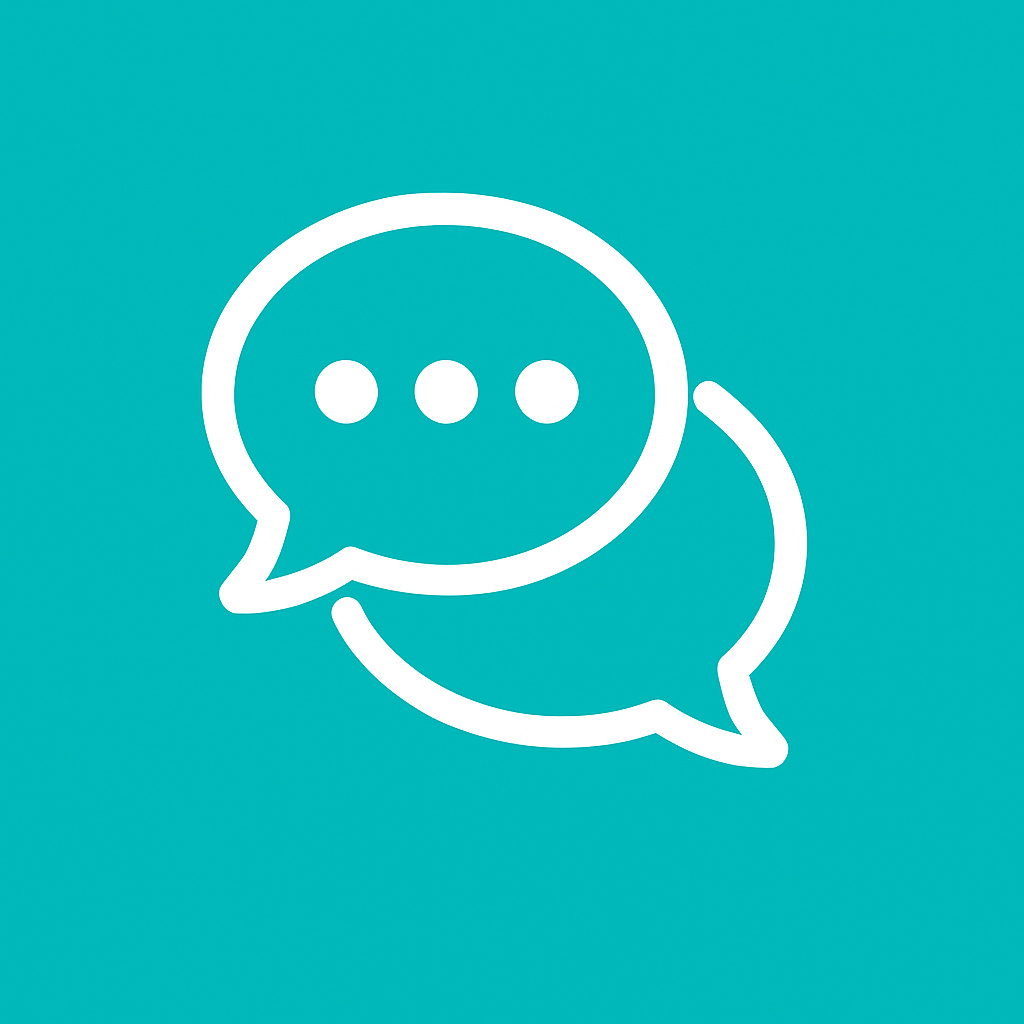 Ícono de burbujas de diálogo sobre fondo turquesa
