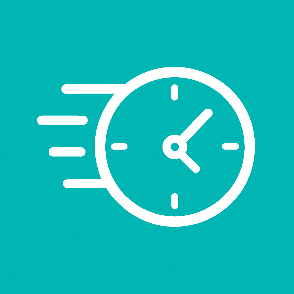 Ícono de reloj con líneas que indican rapidez